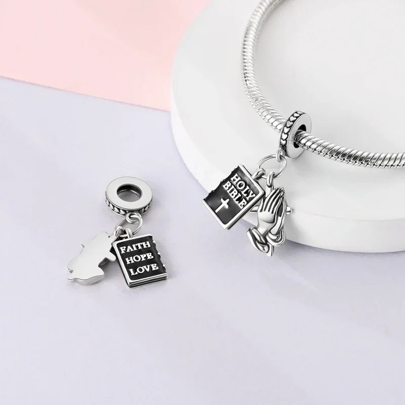 Charm Heiße Verkäufe 925 Silber Original Jesus Kreuz Charms Perlen Fit Anhänger Charm Armband Baumeln für Frauen DIY Edlen Schmuck Machen
