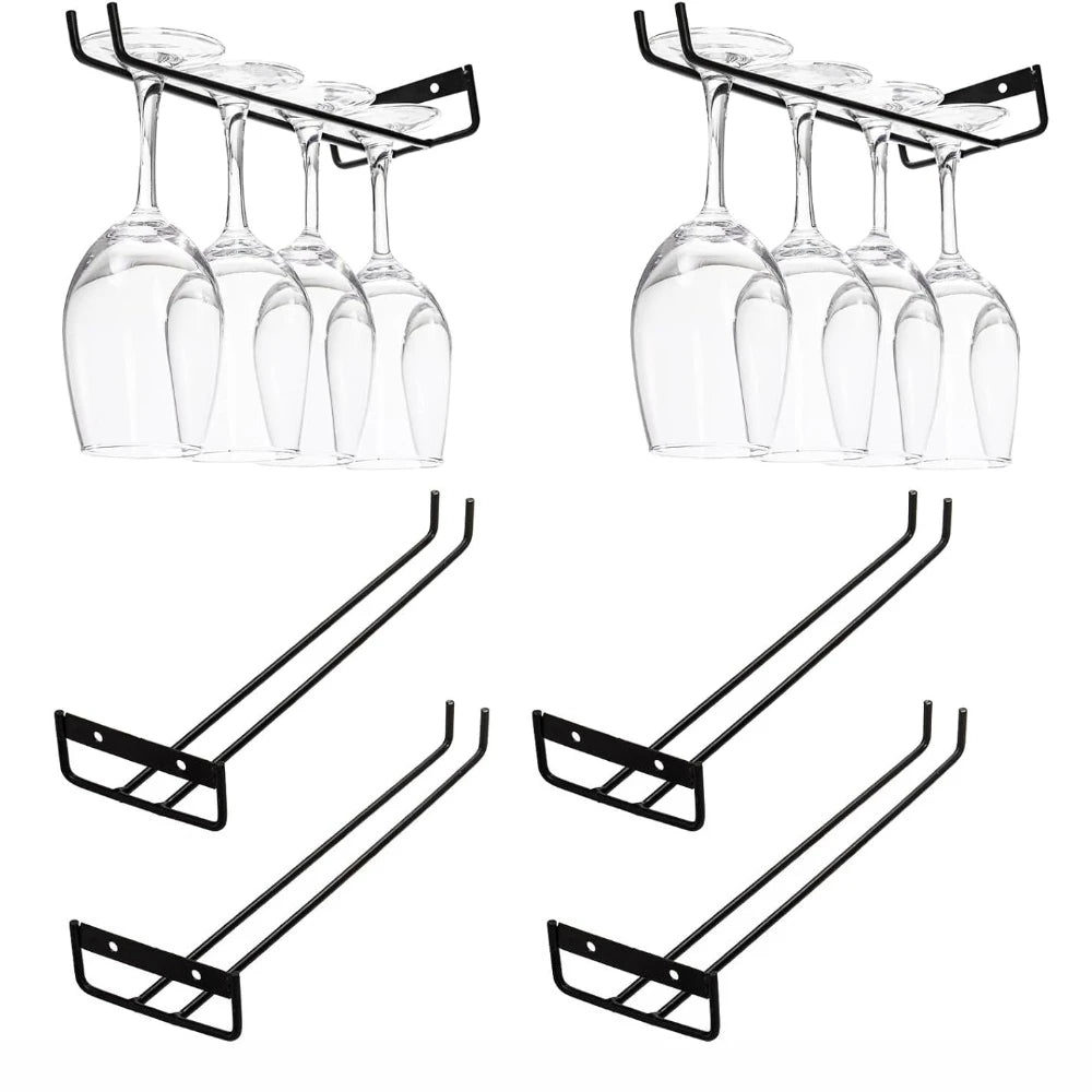 11,8 Zoll Weinglasregal aus Stielglas, an der Wand montierbar, Weinglashalter aus Schmiedeeisen, schwarzes Metall für die Dekoration von Küchenbar