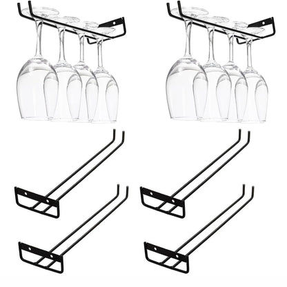 11,8 Zoll Weinglasregal aus Stielglas, an der Wand montierbar, Weinglashalter aus Schmiedeeisen, schwarzes Metall für die Dekoration von Küchenbar