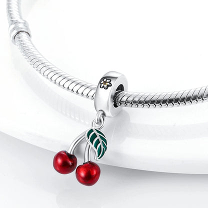 Obst-Charm-Perle aus 925er Silber, Erdbeere, Kirsche, Avocado-Anhänger, passend für Original-Armbänder, DIY-Modeschmuck