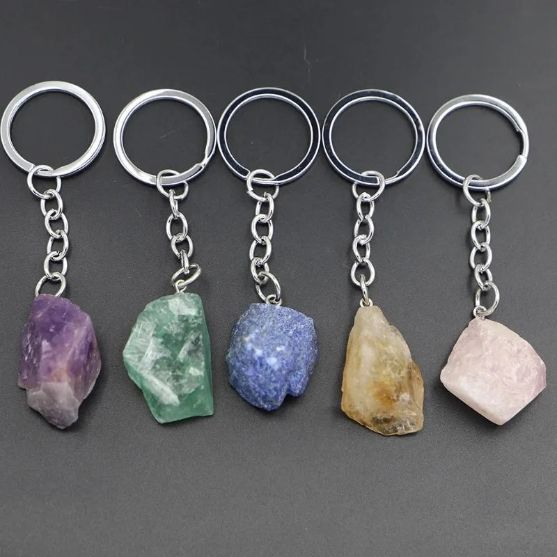 1-2 cm natürlicher roher Erz-Schlüsselanhänger, Edelstein, Quarz, Fluorit, Citrin, Amethyst, unregelmäßiger Stein, Anhänger, Charms, Schmuckherstellung, Zubehör