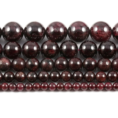 Natursteinperlen, dunkelroter Granat, 4/6/8/10/12 mm, runde Kugel, lose Perlen für Schmuckherstellung, Halskette, DIY, Armbänder, Zubehör