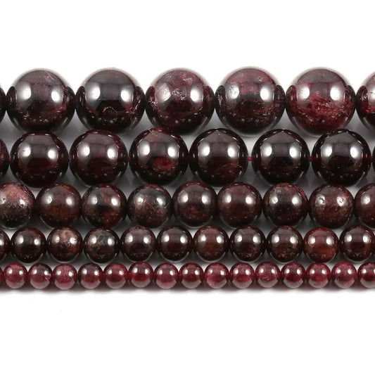 Natursteinperlen, dunkelroter Granat, 4/6/8/10/12 mm, runde Kugel, lose Perlen für Schmuckherstellung, Halskette, DIY, Armbänder, Zubehör