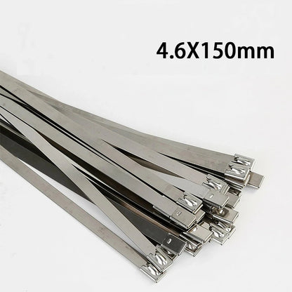 100 Stück Edelstahl-Kabelbinder 304 #   Metall-Kabelbinder mit Selbstverriegelung 4,6mm Hochbelastbare Metall-Auspuffbinder mit Verschluss