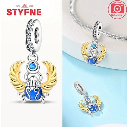 Silber 925 Gold Pyramide Mumie Doppel Charm Elefant Perlen passen Original Armband DIY edlen Schmuck Zubehör für Frauen Geschenke
