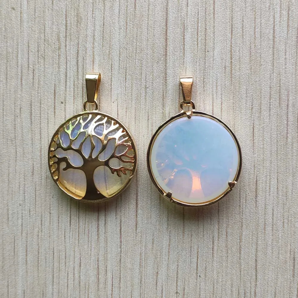 Großhandel 12 teile/los mode naturstein legierung baum des lebens mix Anhänger für halsketten schmuck zubehör machen schnelle versand