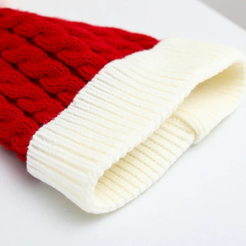Weihnachten Weihnachten Santa Neujahr Hut Outdoor Winter Warme Häkeln Stricken Mützen Schädeldecke Pompom Kappe Motorhaube Party Geschenke Für Erwachsene Kinder