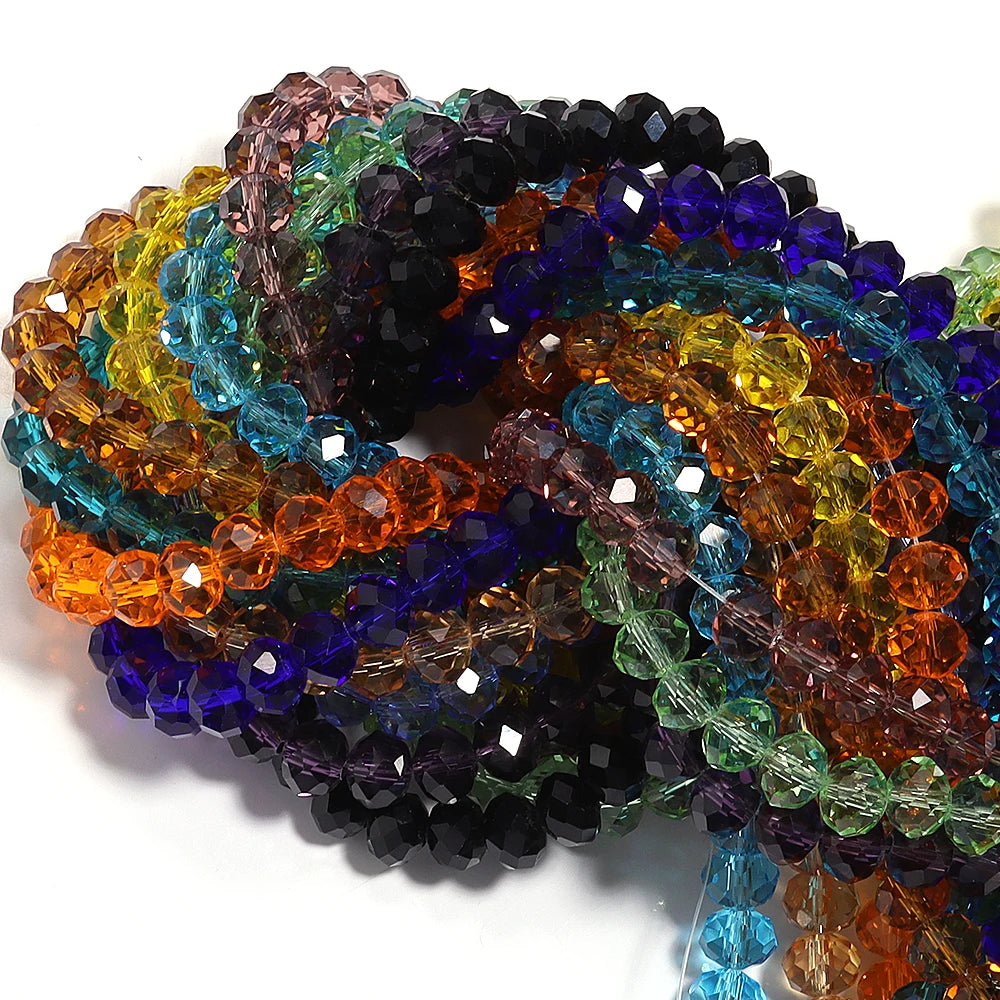 3/4/6/8/10mm Facettierte AB Klar Glas Kristall Rondelle Perlen Bunte Lose Spacer Perlen für Schmuck Machen DIY Armband Halskette