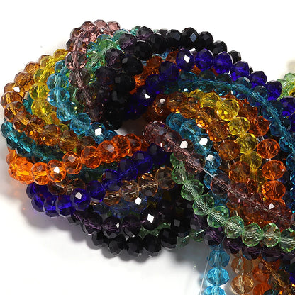 3/4/6/8/10mm Facettierte AB Klar Glas Kristall Rondelle Perlen Bunte Lose Spacer Perlen für Schmuck Machen DIY Armband Halskette