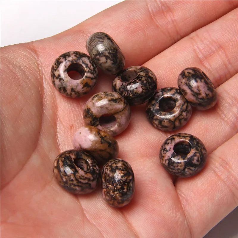 Natürliche Stein Große Loch Perle Anhänger Abacus Form Schmuck Zubehör Natürliche Quarz Jade Opal Charme Für Die Herstellung DIY Ohrring