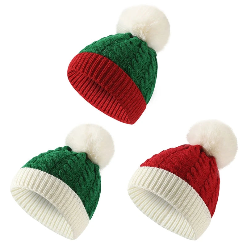 Weihnachten Weihnachten Santa Neujahr Hut Outdoor Winter Warme Häkeln Stricken Mützen Schädeldecke Pompom Kappe Motorhaube Party Geschenke Für Erwachsene Kinder