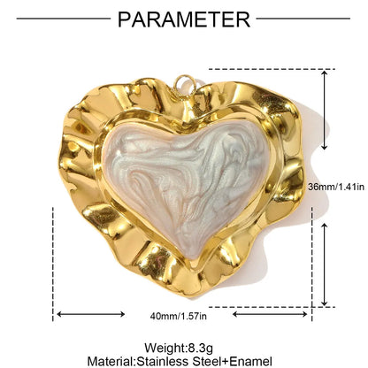 3 teile/los Französisch Retro Edelstahl Emaille Liebe Herz Halskette Anhänger Hamsa Hand DIY Ohrring Charme Frauen Große Kreuz Schmuck