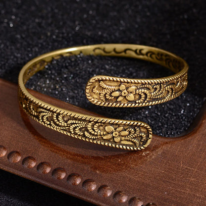 Neue Ankunft Vintage Carving Blume Thai Silber Damen Armreif Promotion Schmuck Für Weihnachtsgeschenke Nie Verblassen