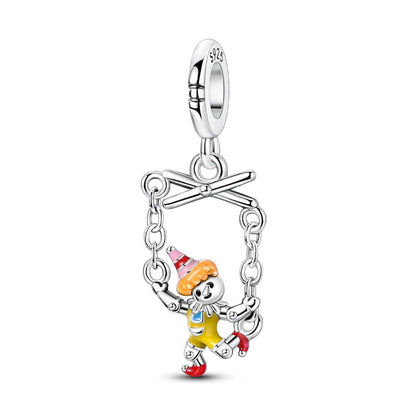 Vergnügungspark-Charm aus 925er-Sterlingsilber, Riesenrad, Achterbahn, Zirkus, Clown, Karussell, passend für DIY-Armbänder, Halsketten, Souvenir