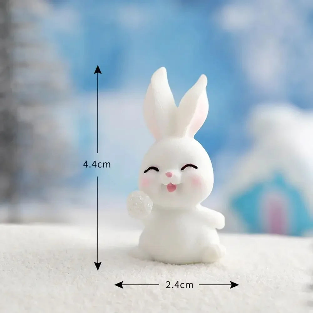 Figuren Miniatur Niedlicher Schneemann Hase Weihnachtskaninchen Mikrolandschaft Ornament Schreibtischzubehör Feengarten Heimdekoration