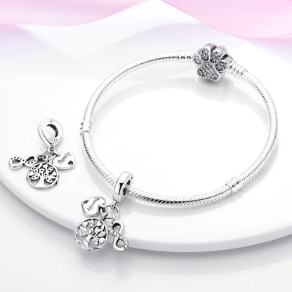 Charms-Anhänger aus 925er-Sterlingsilber mit Baum des Lebens und Zirkonia, passend für DIY-Armband-Halskette, Geschenk für Sie, Colgante Plata