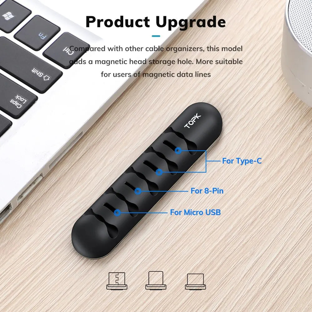 Topk l35 kabel organisator magnet stecker box silikon kabel wickler flexible kabel management clips für maus kopfhörer