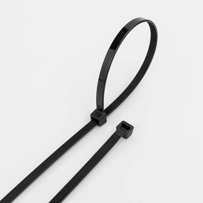 Kunststoff-Nylon-Kabelbinder, 100 Stück, schwarz, 5 x 300 Kabelbinder-Befestigungsring, 3 x 200 Kabelbinder-Reißverschluss mit 5 x 200 selbstsicherndem Nylon-Kabelbinder