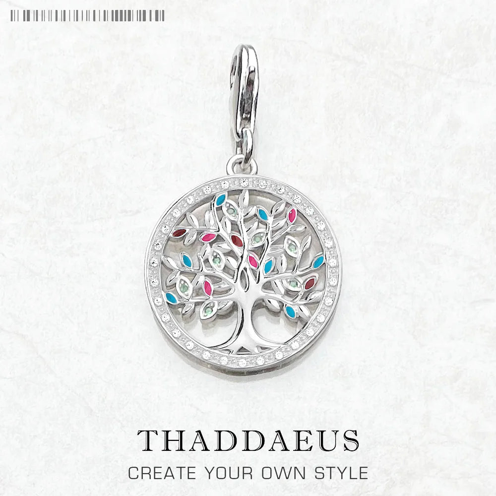 Echter 925er Sterlingsilber-Modeschmuck, bunter Baum-Anhänger, Charm für Frauen, Tropfenverschiffen, Großhandel