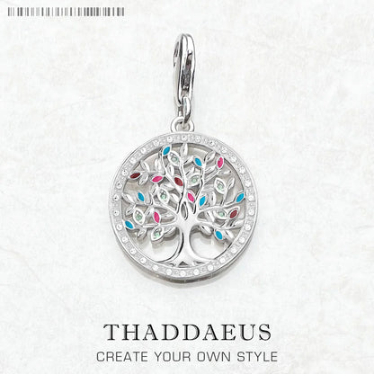 Echter 925er Sterlingsilber-Modeschmuck, bunter Baum-Anhänger, Charm für Frauen, Tropfenverschiffen, Großhandel