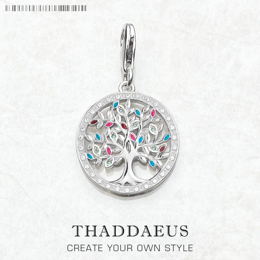 Echter 925er Sterlingsilber-Modeschmuck, bunter Baum-Anhänger, Charm für Frauen, Tropfenverschiffen, Großhandel