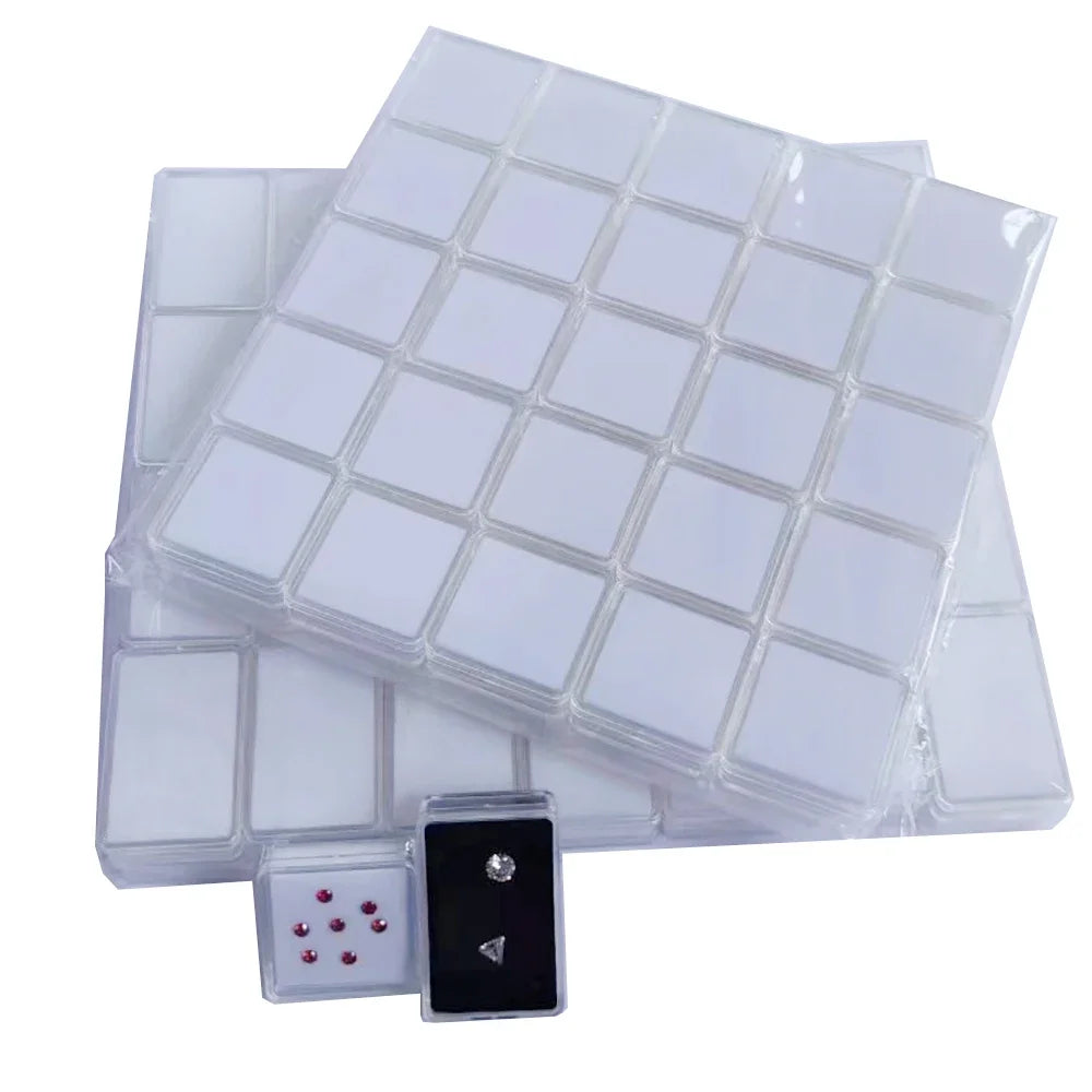 50 Stück lose Diamant-Aufbewahrungsbox, transparenter Edelstein-Organizer, Charm-Halter, Perlenbehälter, Piercing-Schmuck, Edelstein-Display-Box