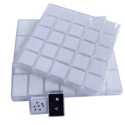 50 Stück lose Diamant-Aufbewahrungsbox, transparenter Edelstein-Organizer, Charm-Halter, Perlenbehälter, Piercing-Schmuck, Edelstein-Display-Box
