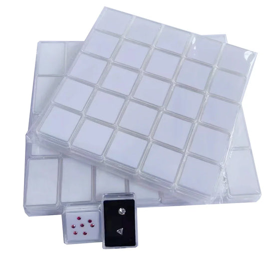 50 Stück lose Diamant-Aufbewahrungsbox, transparenter Edelstein-Organizer, Charm-Halter, Perlenbehälter, Piercing-Schmuck, Edelstein-Display-Box