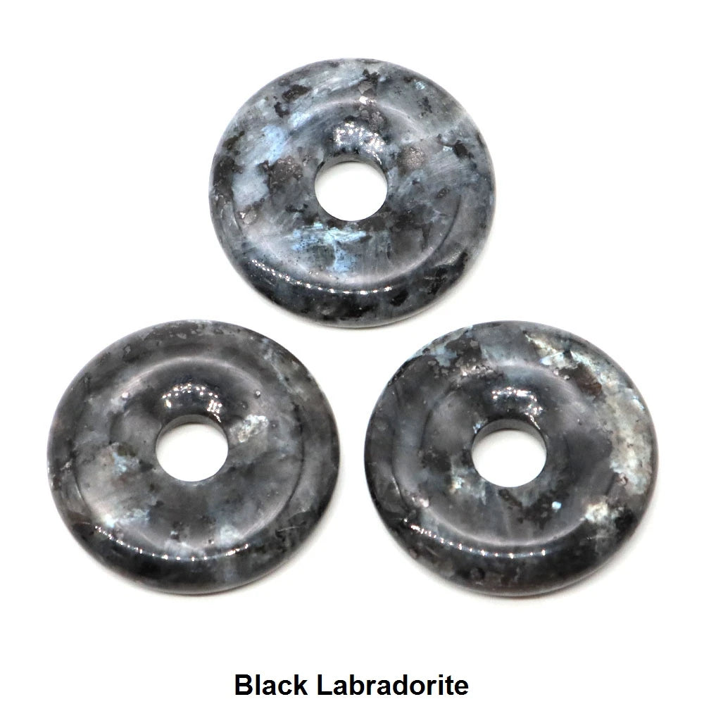 30 mm Donut-Naturstein, Heilkristall, Amethyst, Amazonit, Achat, Quarz, Edelstein für Kunsthandwerk, Zubehör, Glücksgeschenke