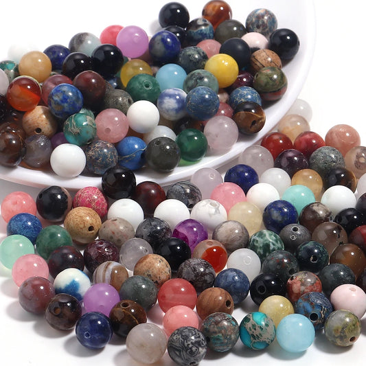 20–100 Stück, 4, 6, 8, 10, 12, 14 mm, Natursteinperlen, gemischte Farben, runde lose Perlen für Schmuckherstellung, DIY-Halskette, Armbänder, Zubehör