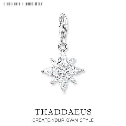 Charm-Anhänger, feminine Blume, Modeschmuck für Damen, Winter, 925er Sterlingsilber, neues romantisches Geschenk