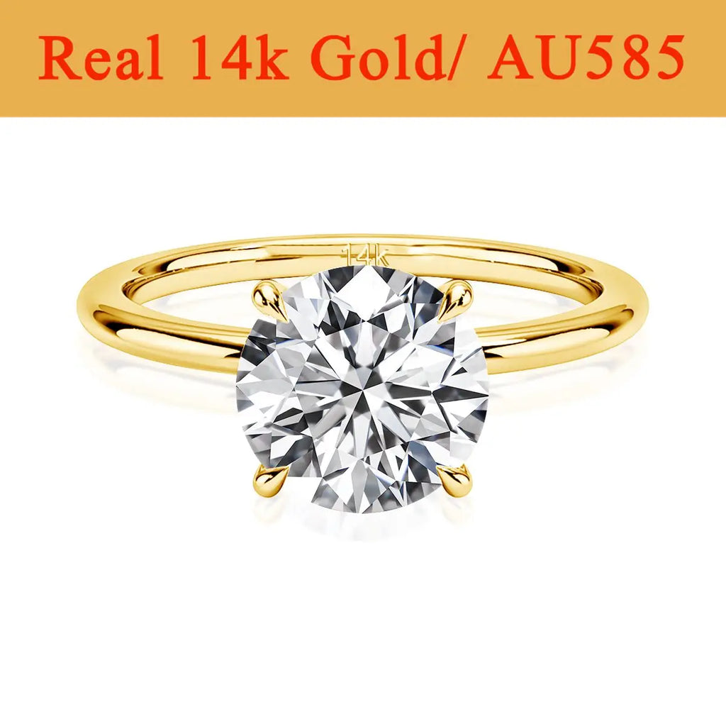 Echtgold 14K Moissanit Damenring Einfachheit AU585 K Gold Diamant Ehering Braut Verlobungsschmuck Mutter Liebhaber Geschenk