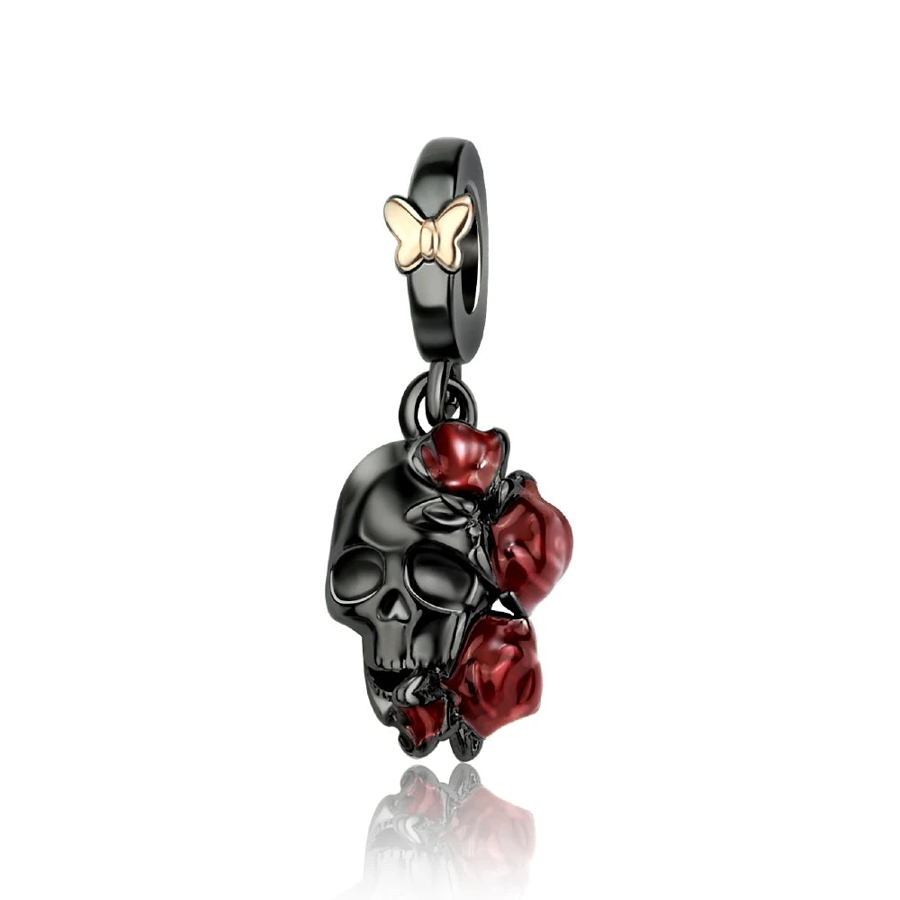Klassische Kronen-Schädelperlen aus 925er-Sterlingsilber und Rosenpistolen-Anhänger, passend für Armbänder, exquisite Halsketten, Schmuck, Geschenke