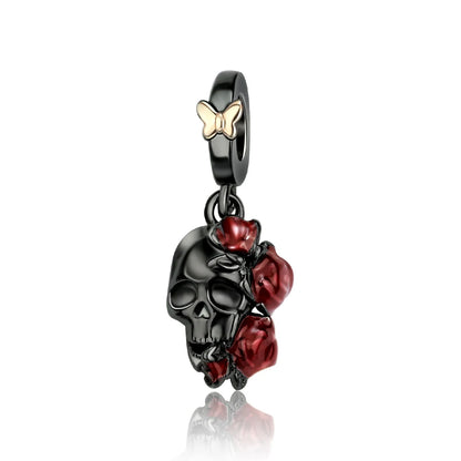 Klassische Kronen-Schädelperlen aus 925er-Sterlingsilber und Rosenpistolen-Anhänger, passend für Armbänder, exquisite Halsketten, Schmuck, Geschenke