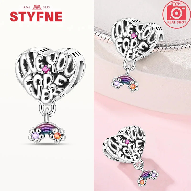 Silber S925 Schwestern Serie Rosa Herz Charme Für Immer Liebe Perlen Fit Original Armband Diy Edlen Schmuck Geschenke für Frauen