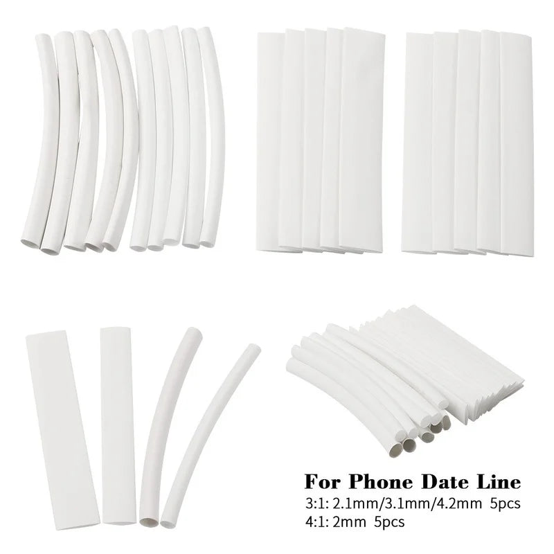 20pcs Wärme Schrumpfen Rohr Hülse Weiß 3/4:1 Wrap Draht Für iPhone Für iPad Für Android Für Samsung Daten Linie Isolierung Sleeving