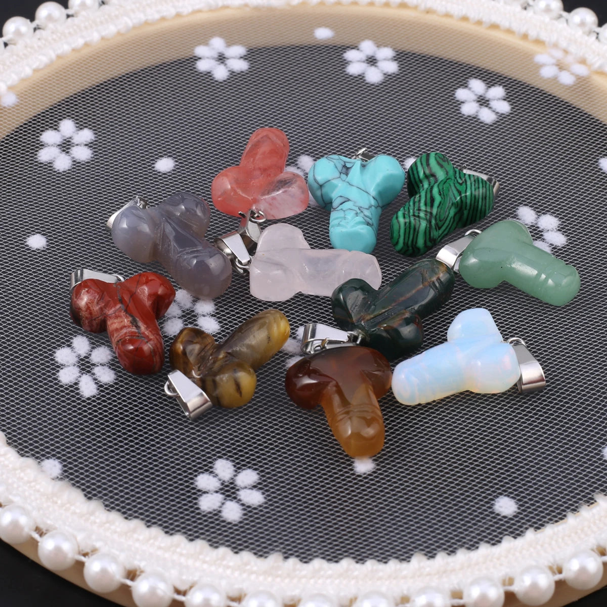 23x16mm Cartoon Schlüssel Opal Rose Quarz Naturstein Anhänger machen DIY Halskette Ohrringe Schmuck Zubehör Geschenk