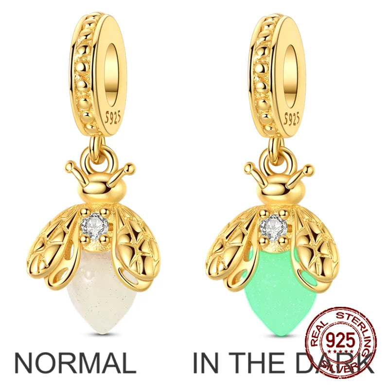 Golden Series Charms aus 925er-Sterlingsilber, zu öffnender Wal-Schmetterlings-Sonnen-Anhänger, CZ-Zirkon, passend für Original-Armbänder, DIY-Schmuck