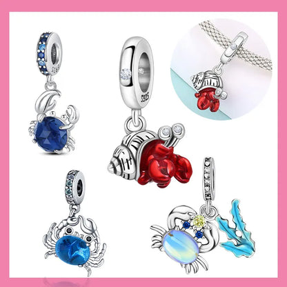 Heißer Verkauf 925 Sterling Silber Ozean Welt Serie Meeresschildkröte Seestern Kleine Krabbe Krake Charms Bead Fit 925 Armband DIY Schmuck