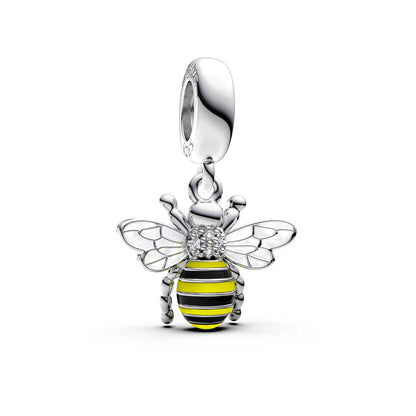 Manyilus S925 Silber gestreifter Hummel-Charm für Original-Armband, süßer Insekt-Schmuck, Anhänger, DIY-Garten-Geschenk für Sie