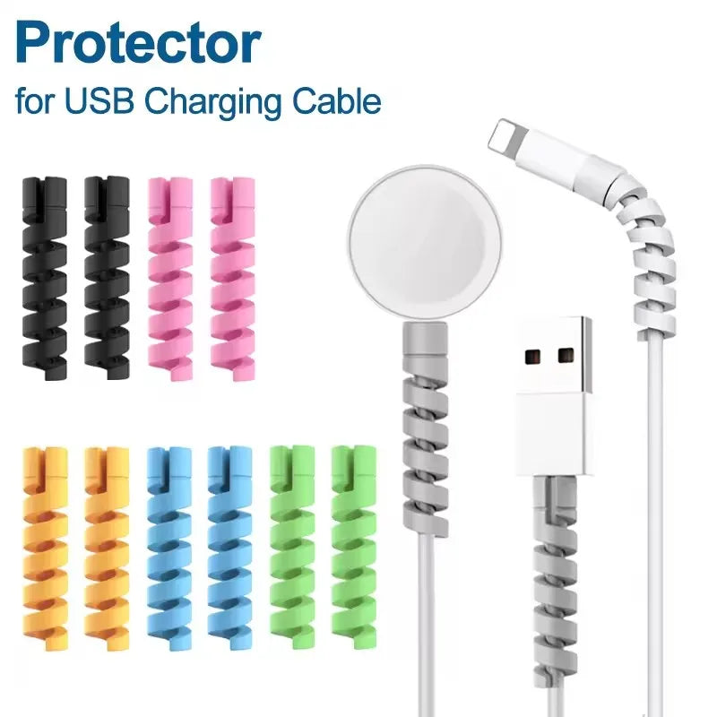 USB-Kabelschutz, Ladekabel, Spirale, Silikon, Schutzhülle, Kabelende, Kabelabdeckung, Sparer für Telefon, Uhr, Ladekabel