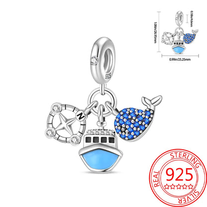 Sommer-Charm-Anhänger aus 925er-Sterlingsilber, Sea World Kingdom, Perlen für Charms, Original-Armband für Damen, Schmuckherstellung