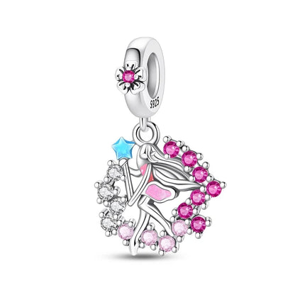 Heißer Verkauf, 925er-Sterlingsilber, Sterne und Mond, Perlen, Schmetterling und Engel, baumelnder Charm, passend für Armbänder, niedliche bunte Anhänger-Geschenke