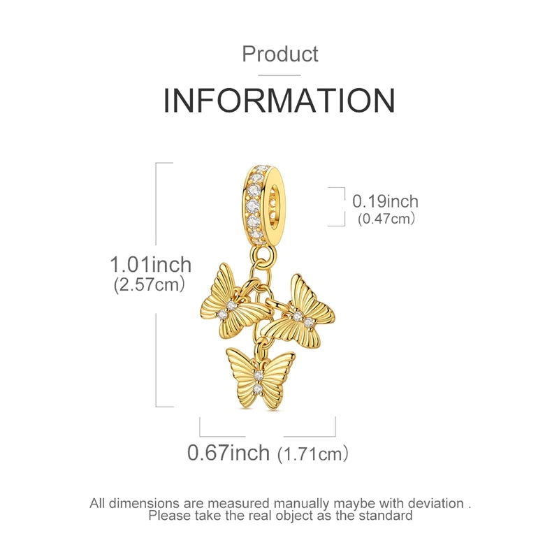 925 Silber Charms Perlen Goldenes Kreuz Krone Wal Schmetterling Anhänger Fit Original Armband Halskette Frauen Schmuck DIY Geschenke