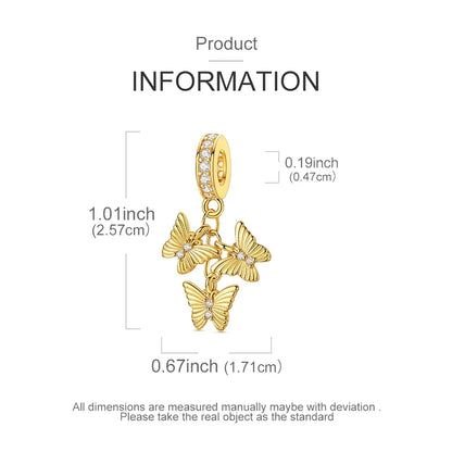 925 Silber Charms Perlen Goldenes Kreuz Krone Wal Schmetterling Anhänger Fit Original Armband Halskette Frauen Schmuck DIY Geschenke