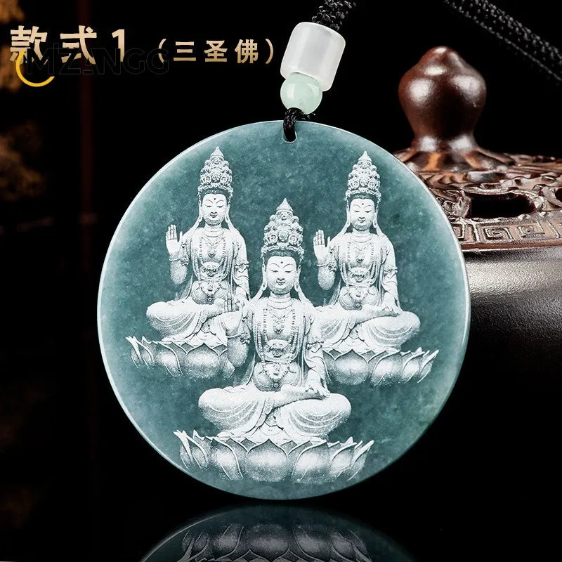 Natürliche Jadeit blau Wasser Neun-Schwanz-Fuchs Anhänger Schatten schnitzen Drachen Männer und Frauen Jade Halskette benutzer definierte exquisite Schmuck