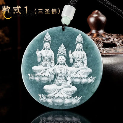 Natürliche Jadeit blau Wasser Neun-Schwanz-Fuchs Anhänger Schatten schnitzen Drachen Männer und Frauen Jade Halskette benutzer definierte exquisite Schmuck