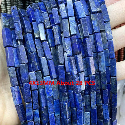 Natürliche Lapislazuli Runde Rohr Facettierte Lose Spacer Stein Perlen Für Schmuck Machen DIY Handgemachte Armbänder Halskette Zubehör