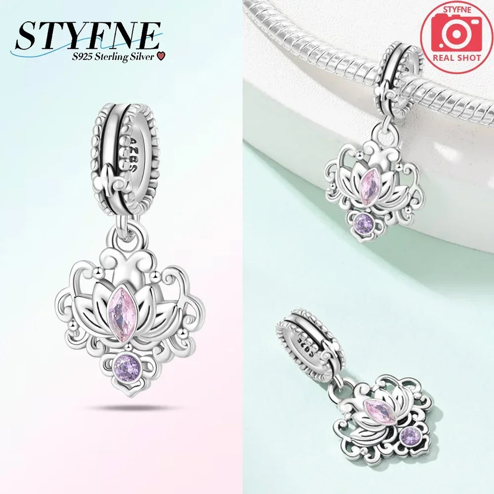 Exquisite Charm-Perlen aus 925er-Sterlingsilber mit Blumenserie, Sonnenblume, Sakura-Chrysanthemen-Anhänger für Damen, Schmuck, modisches Geschenk