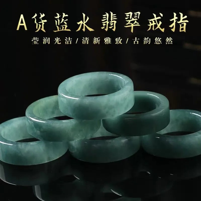 Natürliche Jade Ring Männer Frauen Heilung Edelstein edlen Schmuck echte Myanmar Jadeit hohe Eis qualität eine burma blaue Wasser Jade Ringe